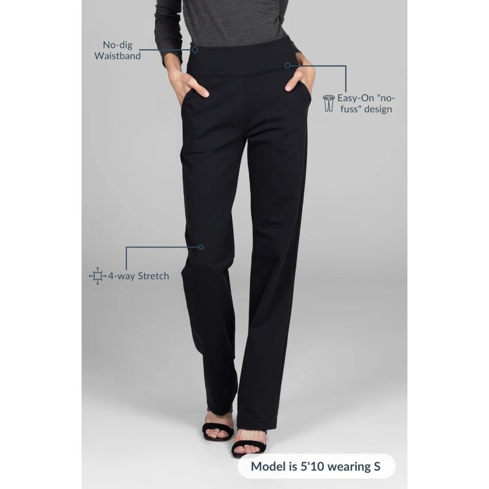 KiraGrace Nina Straight Leg Pull On Pants Ponte Black Women's Size Small Spandex